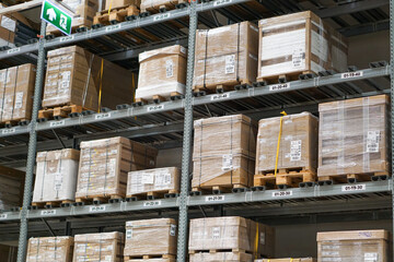 Warehouse With Tall Racking Systems to export logistics or warehouse for backdrop and design element use.