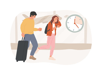 Being late for the flight isolated cartoon vector illustrations.