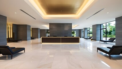 Modern, high hotel lobby 