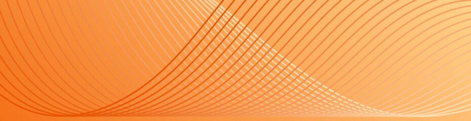 Fototapeta premium Abstract background with lines and waves. Web banner size. Element for design. Vector background for brochure, booklet, poster. Orange gradient. Autumn, love, Christmas,
