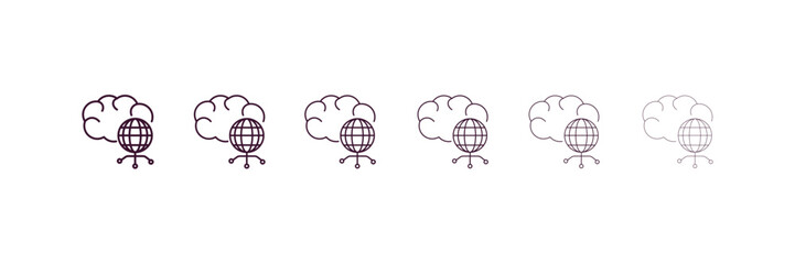 cloud network outline icon. Linear vector from computer concept. 6 different line style cloud network icon included thin, light, regular, medium, bold, black