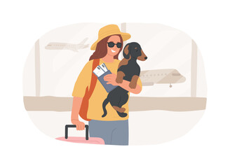 Flying with pets isolated cartoon vector illustrations.