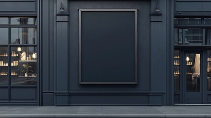 Mockup blank board modern placard rectangle advertising in wall building for information