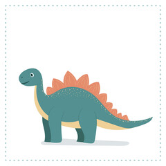 Cute cartoon dinosaur illustration with a friendly design, perfect for kids' decor or prints