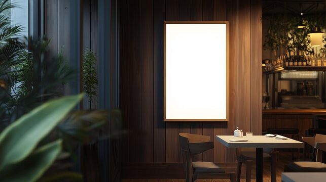 Blank white board frame for information menu or sale in front of store restaurant