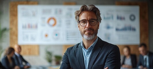 Confident Business Executive Presenting Data Analytics Insights in Classroom