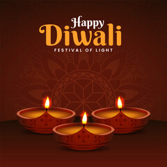 Happy Diwali Festival Of Lights Banner Celebration Background. Happy Diwali Social Media Post Template