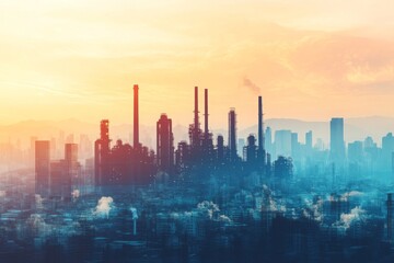 Industrial Skyline at Sunset