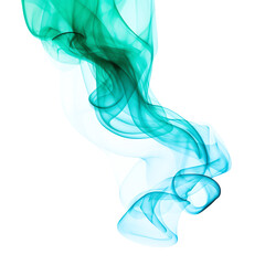 Fototapeta premium Beautiful abstract smoke in shades of turquoise, flowing elegantly against a black background.