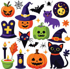 Hand-drawn Halloween elements