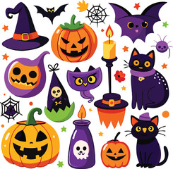 Hand-drawn Halloween elements