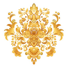 Intricate golden floral ornament with detailed patterns, perfect for vintage designs and elegant presentations.
