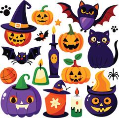 Hand-drawn Halloween elements