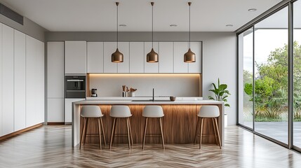 Affordable modern kitchen designs featuring sleek lines and bold finishes picture