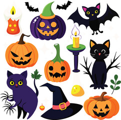  Hand-drawn Halloween elements