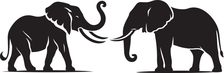 Elephant Silhouette Illustration Vector Style White Background.