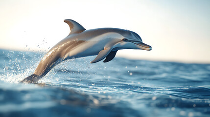 Fototapeta premium Playful Dolphin Leaping Out of the Ocean