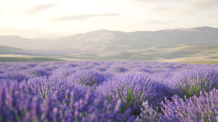Fototapeta premium Lavender Field in Bloom Under Clear Sky