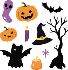  Hand-drawn Halloween elements