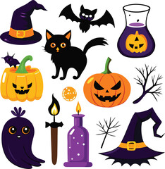  Hand-drawn Halloween elements