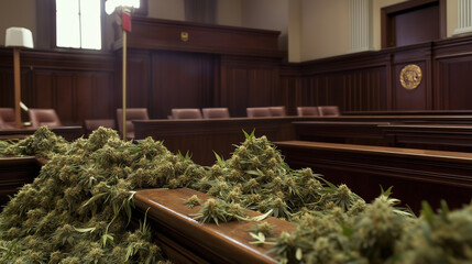 Cannabis plants piling up inside courtroom during trial