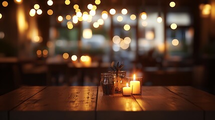 Blank table with restaurant background