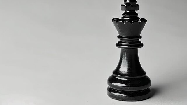 Black queen chess piece rotating on white background