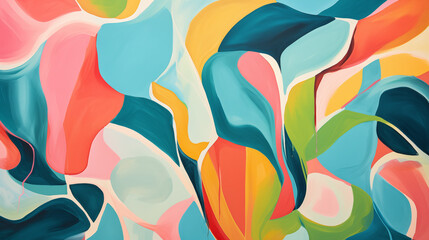 Abstract colorful background. Psychedelic texture of brush strokes of colored paint of blurred lines and spots of different shapes and sizes