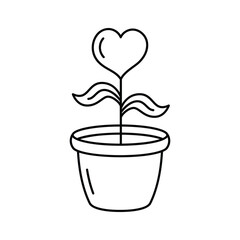 A potted plant growing love, symbolizing nurturing and care