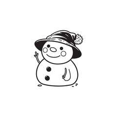 Snowman in Scarf and Hat - Isolated Vector Illustration, Flat Design.