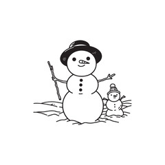 Snowman in Scarf and Hat - Isolated Vector Illustration, Flat Design.