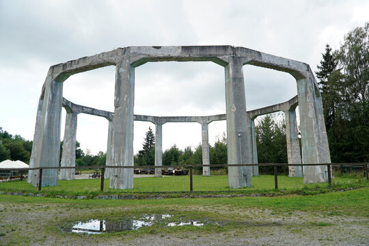 Round concrete structure called "Mucholapka" (fly catcher) built by Nazi Germany in Ludwikowice Klodzkie, Poland