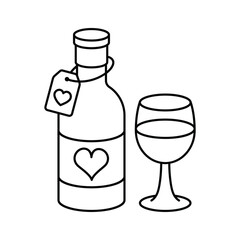 A bottle of wine with a glass, symbolizing love and relaxation