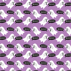 Fototapeta premium Halloween ghost seamless pattern background. 