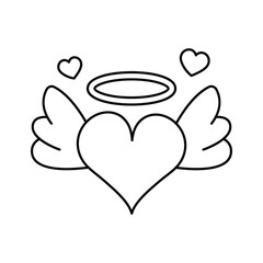 Heart with wings and a halo symbolizing love's protection