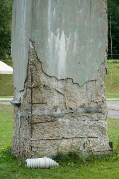 Pillar of concrete structure called "Mucholapka" (fly catcher) built by Nazi Germany in Ludwikowice Klodzkie, Poland