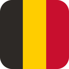 Belgium flag with rounded rectangle shape and transparent background