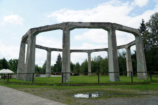 Round concrete structure called "Mucholapka" (fly catcher) built by Nazi Germany in Ludwikowice Klodzkie, Poland