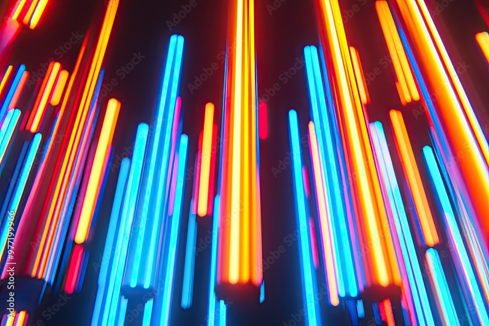 Sticker vibrant abstract light streaks in blue, orange, and yellow, creating a dynamic visual effect and mod