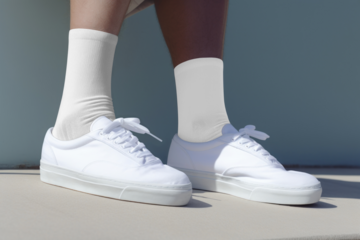 PNG ankle length socks mockup, transparent design