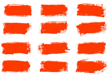 12 rote grunge Pinselstreifen mit Textfreiraum