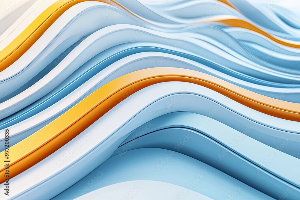 Sticker abstract design featuring flowing waves in blue and orange tones, creating a soothing and modern vis