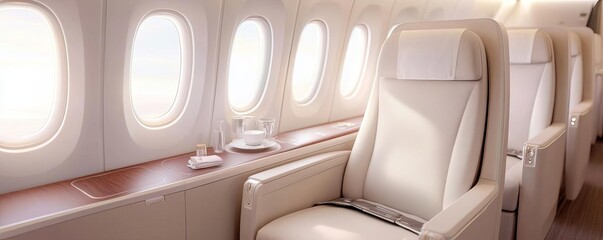 Premium business class seat with a focus on luxurious upholstery