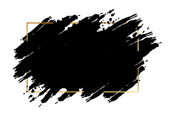 Frame of black brush strokes and thin gold outline. Background in grunge style