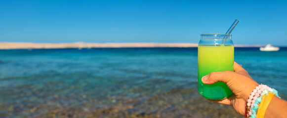 cocktails by the sea. Selective focus.
