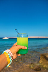 cocktails by the sea. Selective focus.