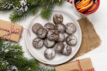 Christmas cookies and mulled wine arrangement