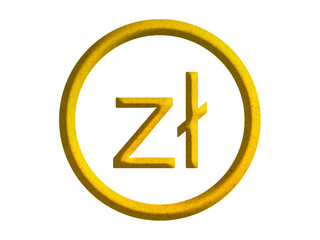 Polish złoty sign icon, Poland currency symbol design with gold motive