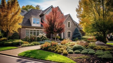 Beautiful House and Fall Foliage