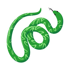 Green exotic tropical snake. Cartoon flat illustration